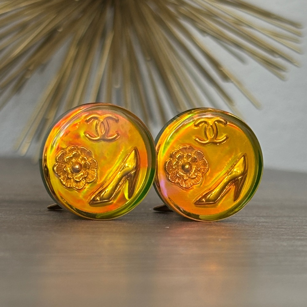 CHANEL Iridescent Icon Button Earrings - Picture 12 of 13